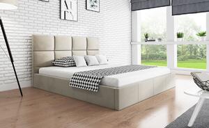 Čalouněná manželská postel CAROLE - 140x200, světle béžová
