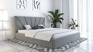 - Čalouněná manželská postel GITEL - 140x200, světle šedá