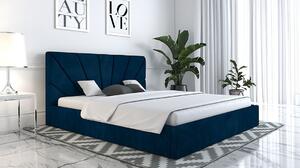 Čalouněná jednolůžková postel GITEL - 120x200, tmavě modrá