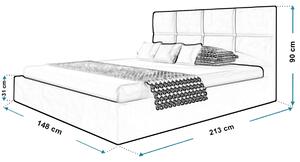 Čalouněná manželská postel CAROLE - 140x200, světle šedá