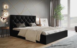 Čalouněná manželská postel HANELE - 140x200, černá