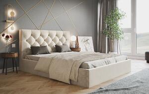 Čalouněná manželská postel HANELE - 180x200, světle béžová