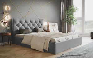 Čalouněná manželská postel HANELE - 180x200, světle šedá