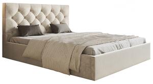 Čalouněná manželská postel HANELE - 160x200, světle béžová