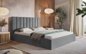 Čalouněná manželská postel LEORA - 140x200, světle šedá