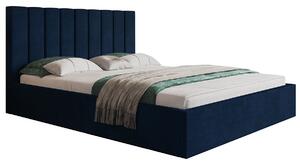 Čalouněná manželská postel LEORA - 160x200, tmavě modrá
