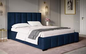 Čalouněná manželská postel LORAIN - 160x200, tmavě modrá