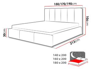 Čalouněná manželská postel 140x200 LUBBOCK 1 - světlá šedá