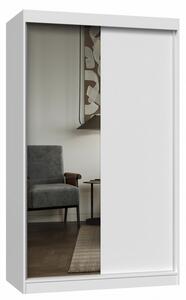 Šatní skříň 120 cm se zrcadlem RANNO 7 - bílá