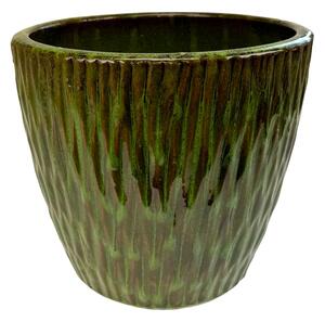 Květináč keramický glazovaný STRIA 24x21 cm tm.zelený