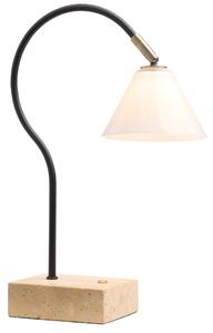 Halo Design Černá nabíjecí stolní LED lampa Question 31 cm s travertinovou podstavou