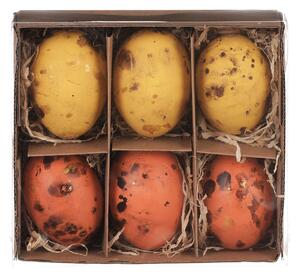 Vajíčko pravé, žluté a oranžové kropenaté Cena za sadu 6ks VEL7109 YEL