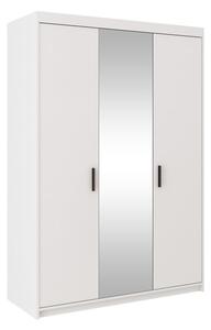 Třídveřová šatní skříň se zrcadlem ADELINA - šířka 133 cm, bílá
