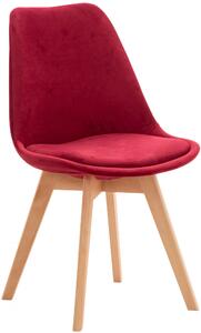 Židle Linares ~ samet, dřevěné nohy natura Barva Červená