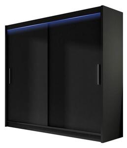 Šatní skříň 180 cm s posuvnými dveřmi a LED osvětlením FLORENCIO 1 - černá