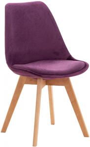 Židle Linares ~ samet, dřevěné nohy natura Barva Fialová