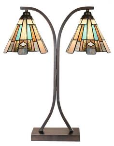 Béžovo-hnědá stolní lampa tiffany Annie - 48*19*57 cm E27/max 2*60W - Clayre & Eef