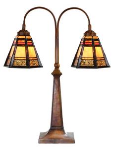 Béžovo-hnědá stolní lampa tiffany Bernadette - 48*19*64 cm E27/ 2*60W - Clayre & Eef