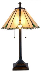 Béžovo-hnědá stolní lampa tiffany Jeannine - Ø 40*67 cm / E27/ 2*60W - Clayre & Eef