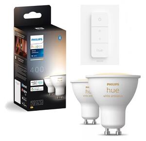 SADA 2x LED Stm. žárovka Philips Hue WHITE AMB. GU10/4,2W/230V + dimmer switch