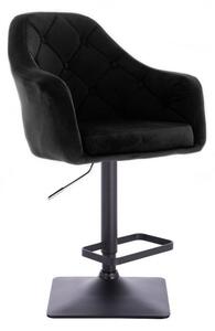 Barová židle ANDORA VELUR na černé podstavě - černá
