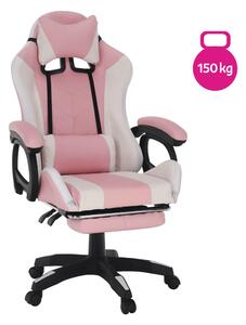KONDELA Kancelářské/herní křeslo s RGB LED podsvícením, růžová/bílá, JOVELA