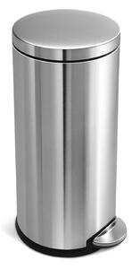 Pedálový odpadkový koš Simplehuman – 30 l, kulatý, matná ocel, FPP