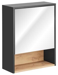 CMD Koupelnová skříňka se zrcadlem Borneo Cosmos 60 cm - tmavě šedá/dub