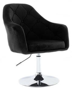 LuxuryForm DESIGN Křeslo ANDORA VELUR na stříbrném talíři - černé