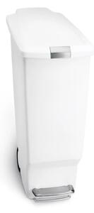 Pedálový odpadkový koš Simplehuman – 40 l, úzký, bílý plast
