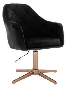 LuxuryForm DESIGN Křeslo ANDORA VELUR na zlatém kříži - černé