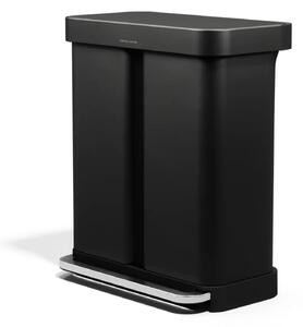 Pedálový odpadkový koš Simplehuman na tříděný odpad – 58l (34/24), matná černá ocel