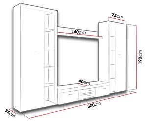 Obývací stěna s osvětlením PUMBA XL 2 - bílá