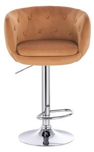 LuxuryForm Barová židle MONTANA VELUR na stříbrném talíři - hnědá
