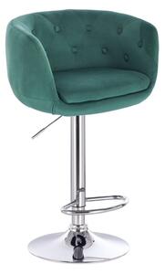 Barová židle MONTANA VELUR na stříbrném talíři - zelená