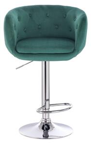 LuxuryForm Barová židle MONTANA VELUR na stříbrném talíři - zelená
