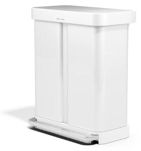 Simplehuman pedálový odpadkový koš na tříděný odpad DUAL, 58 L (34/24), bílá ocel