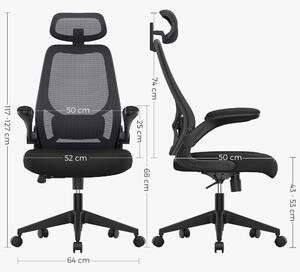 SONGMICS Kancelářská židle - černá - 64x62x(117-127) cm