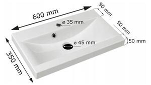Koupelnová sestava s umyvadlem WINNA - dub wotan / lesklá bílá + sifon a baterie Economico ZDARMA