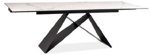 Rozkládací jídelní stůl VIDOR 2 - 180x90, bílý mramor / černý