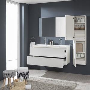 Mereo Aira, koupelnová skříňka s keramickým umyvadlem 121 cm, bílá, dub, šedá Varianta: Aira, koupelnová skříňka s keramickým umyvadlem 121 cm, šedá