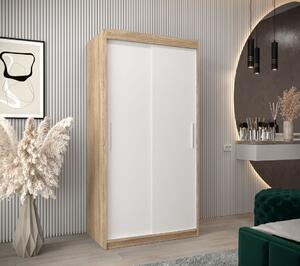 Skříň s posuvnými dveřmi v šířce 100 cm TIMEA - dub sonoma / bílá