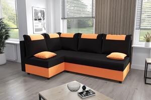 Rohová rozkládací sedačka SANVI - oranžová / černá