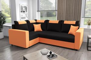 Rohová sedací souprava s opěrkami SANVI PLUS - oranžová / černá