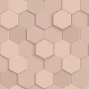 Vliesová tapeta na zeď, růžová, hexagony, 347849, 3D Reflections, Origin