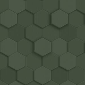 Vliesová tapeta na zeď, zelená, hexagony, 347852, 3D Reflections, Origin