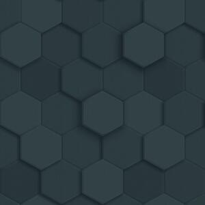 Vliesová tapeta na zeď, modrá, hexagony, 347853, 3D Reflections, Origin