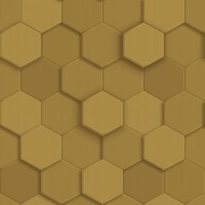 Vliesová tapeta na zeď, zlatá, hexagony, 347971, 3D Reflections, Origin