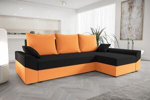 Elegantní rohová sedací souprava DAGMAR - oranžová / černá