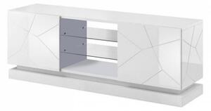 Televizní stolek s LED RGB osvětlením 160 cm LIMA - bílý / lesklý bílý